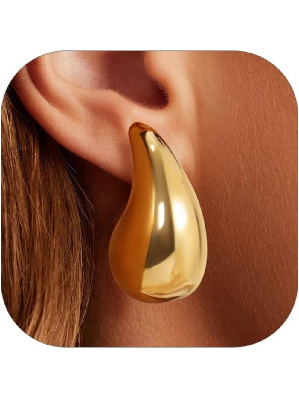 Trendy Chunky Gold Hoop Earrings for Women | Lightweight Stainless Steel